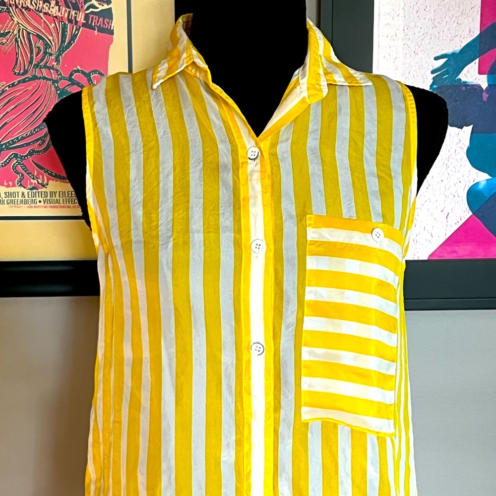 Club Monaco 100% silk nautical vibe blouse Size XS